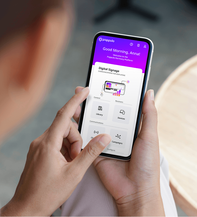 Poppulo Digital Signage platform on mobile